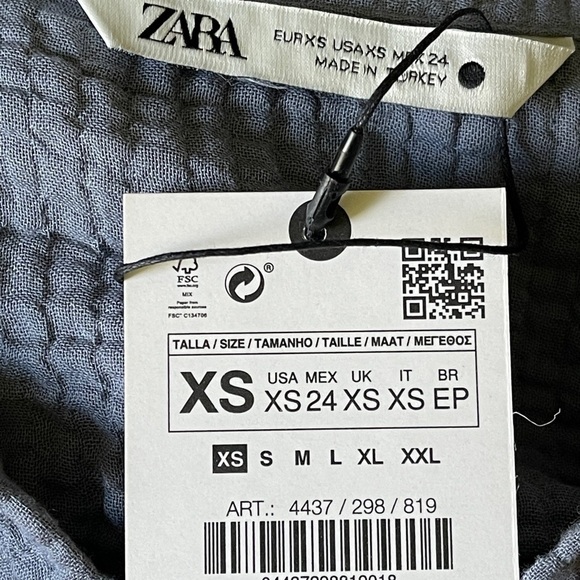 Zara Cotton Button Down Tunic Dress | Relaxed Fit Weekend Style | Blue | XS/S - Picture 12 of 13